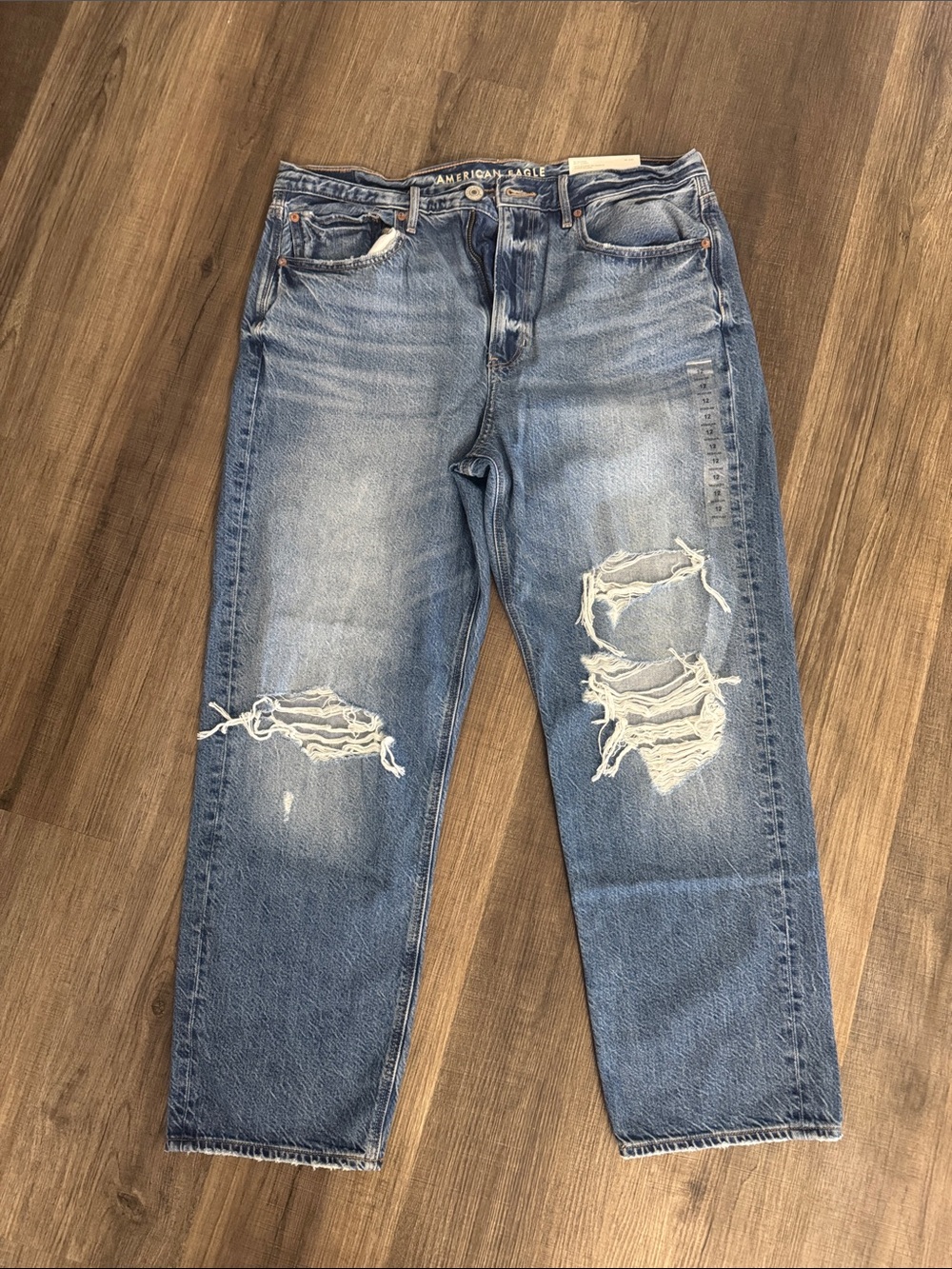 American Eagle Outfitters Faded Blue Distressed Boyfriend Jeans - Picture 5 of 7